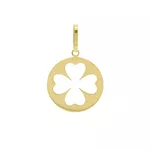Pingente De Ouro 18k Medalhinha Trevo Vazado