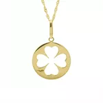 Pingente De Ouro 18k Medalhinha Trevo Vazado