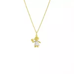 Pingente De Ouro 18k Menina Com Flor Na Mão