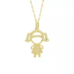Pingente De Ouro 18k Menina Vestido Zircônias Bancas