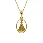Pingente De Ouro 18k Nossa Senhora Da Aparecida Com 16mm