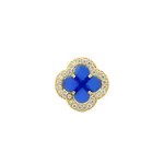 Pingente De Ouro 18k Trevo Azul Com Zircônias 