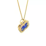 Pingente De Ouro 18k Trevo Azul Com Zircônias 