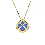 Pingente De Ouro 18k Trevo Azul Com Zircônias 