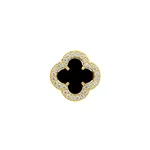 Pingente De Ouro 18k Trevo Com Pedra Ônix e Zircônias