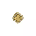 Pingente De Ouro 18k Trevo Dourado Com Zircônias 