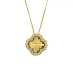 Pingente De Ouro 18k Trevo Dourado Com Zircônias 