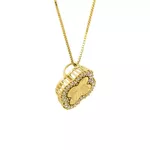 Pingente De Ouro 18k Trevo Dourado Com Zircônias 