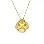 Pingente De Ouro 18k Trevo Dourado Com Zircônias 