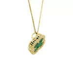 Pingente De Ouro 18k Trevo Verde Com Zircônias 