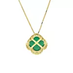 Pingente De Ouro 18k Trevo Verde Com Zircônias 