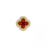 Pingente De Ouro 18k Trevo Vermelho Com Zircônias