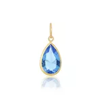 Pingente Ponto De Luz De Ouro 18k Gota Azul Clara De 7mm