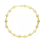 Pulseira De Ouro 18k Bolas Foscas e Polidas De 5mm Com 19cm