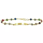 Pulseira De Ouro 18k Com 16cm Chapinha e Zircônias Coloridas De 3,2mm