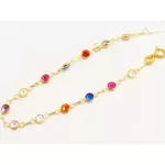Pulseira De Ouro 18k Com Zircônias Coloridas De 3,0mm Com 13cm