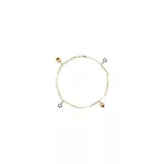 Pulseira De Ouro 18k Corações e Estrelas Tricolor Com 19cm