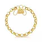 Pulseira De Ouro 18k Elo Português Com Fecho De Bolsa Grande 19cm
