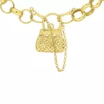 Pulseira De Ouro 18k Elo Português Com Fecho De Bolsa Grande 19cm