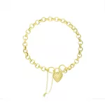 Pulseira De Ouro 18k Elo Português Com Fecho De Coração De 3,5mm Com 17cm