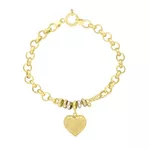 Pulseira De Ouro 18k Elo Português e Coração Com 19cm
