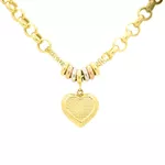 Pulseira De Ouro 18k Elo Português e Coração Com 19cm