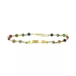 Pulseira Infantil De Ouro 18k Cartie Com Pedras Coloridas De 3,2mm Com 14,5cm