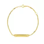 Pulseira Infantil De Ouro 18k Singapura De Placa Com Chapinha De 16cm