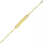 Pulseira Infantil De Ouro 18k Singapura De Placa Com Chapinha De 16cm