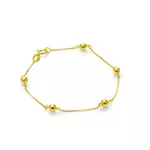 Pulseira Infantil De Ouro 18k Veneziana Com Bolinhas De 3,0mm Com 13,5cm