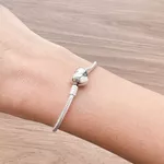 Pulseira De Prata 925 Berloques Coração Com 18Cm