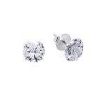 Brinco De Prata 925 Com Pedra De Zircônia De 8,0mm