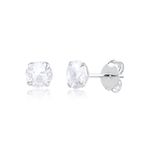 Brinco De Prata 925 Com Pedra De Zircônia De 5,0mm