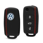 Capa Silicone Protetora Canivete Chave 3B VW Preto e Vermelho