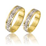 Par De Alianças Em Ouro 18k Amarelo e Branco Para Bodas De Prata