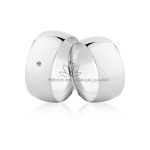 Par De Alianças Largas De Ouro Branco 18k Com Diamante