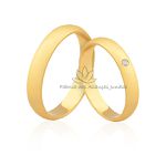 Aliança Tradicional em Ouro 18K com Diamante 