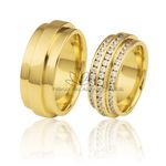 Lindo Par de Alianças em Ouro 18K com Diamantes