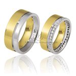 Aliança em Ouro Amarelo e Branco Cravejada com Diamantes