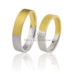 Par de Aliança em Ouro 18K Amarela e Branco