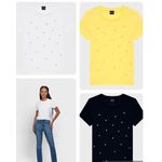 T-Shirt Com Aplique Strass- ENFIM Amarelo