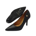 Scarpin Vizzano Preto Pelica Salto Alto Fino