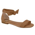 Sandália Moleca Rasteira Sola Baixa Conforto Laço Camel