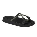 Chinelo Moleca Flat Tira Cristal Preto