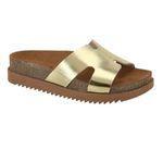 Tamanco Feminino Moleca Flatform Tratorado Dourado