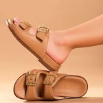 Chinelo Modare Flatform Comfort Duas Tiras Feminino Bege