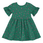 Vestido Infantil Manga Franzida Em Algodão Malwee Kids