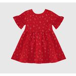 Vestido Infantil Manga Franzida Em Algodão Malwee Kids Vermelho
