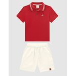 Conjunto Menino Bermuda Cadarço Frontal Em Viscolinho Texturizado - Carinhoso