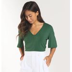 Blusa Feminina Em Canelado Marialícia Verde